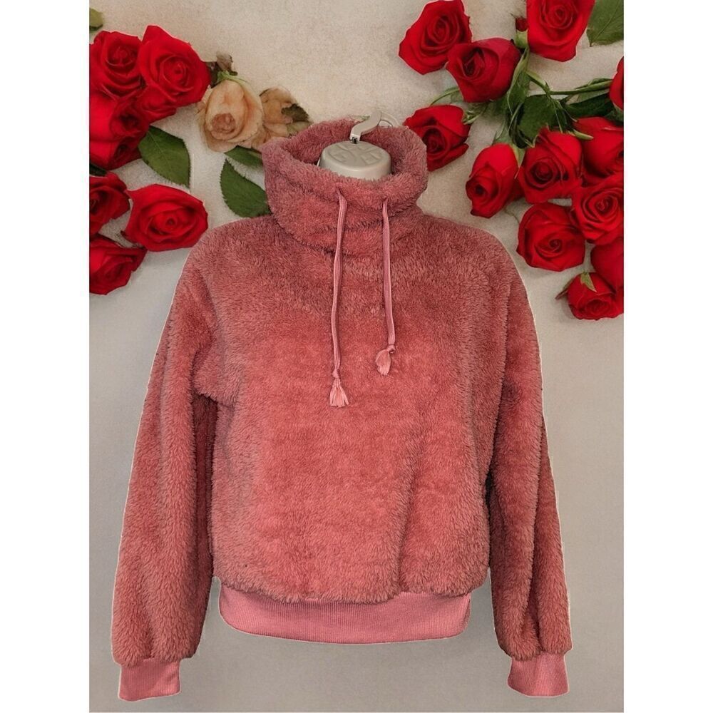 Planet Gold Juniors' Fleece Cowlneck Sweatshirt Pink Size XS
